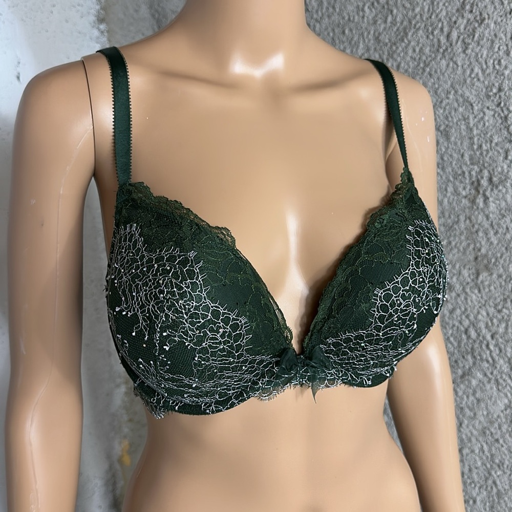 Victoria's Secret Dark Green Lace Bra 34DD